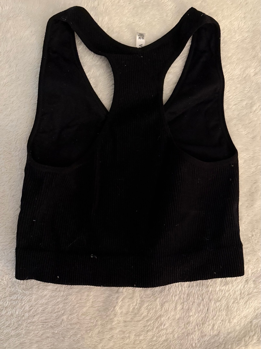 Black Ribbed V-Neck Racerback Crop Tank - Picture 3 of 3